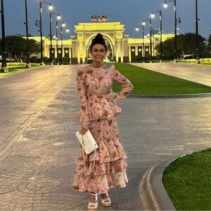 Floral Pink Midi Dress